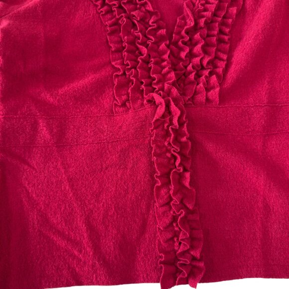 Alfani Petite Womens Red Ruffle Front Cardigan Sweater 100% Merino Wool Size P/S - Picture 11 of 11